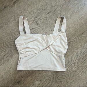 Reformation Cream Cropped Twist-Front Tank Top